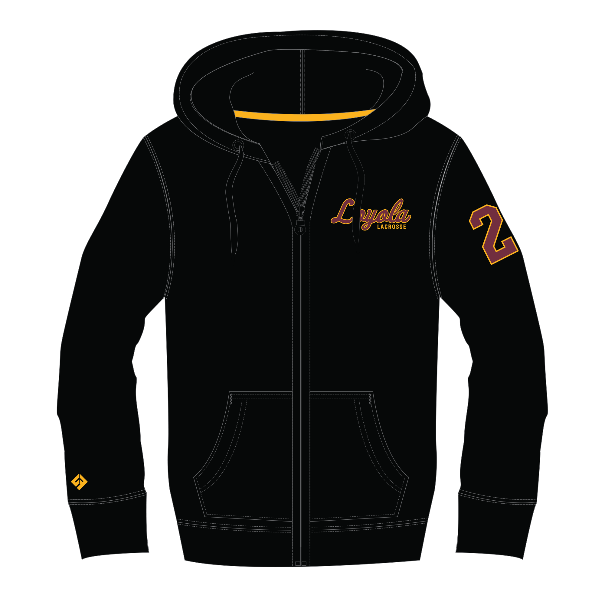 Loyola Lacrosse- Full Zip Hoodie.
