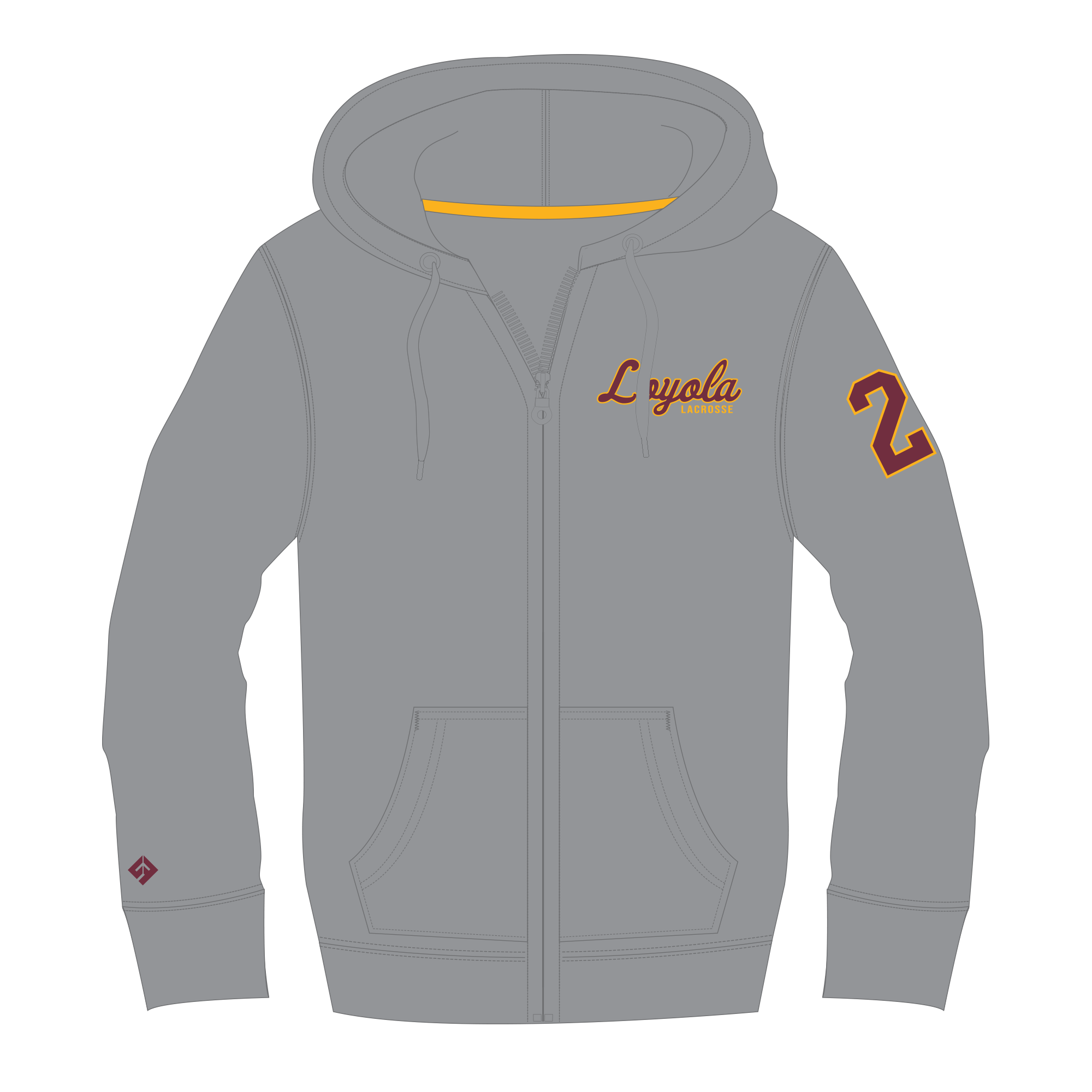 Loyola Lacrosse- Full Zip Hoodie.