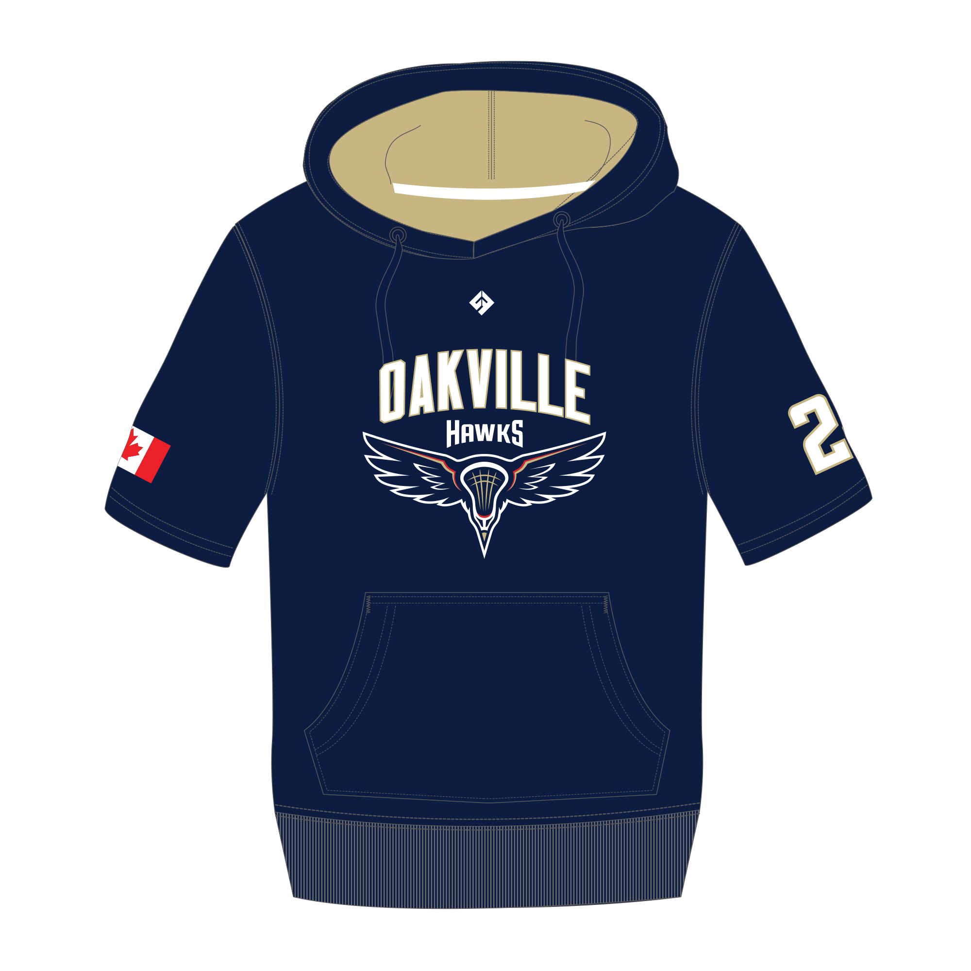 Oakville Hawks - UcFit Short Sleeve Hoodie French Terry Hoodie.