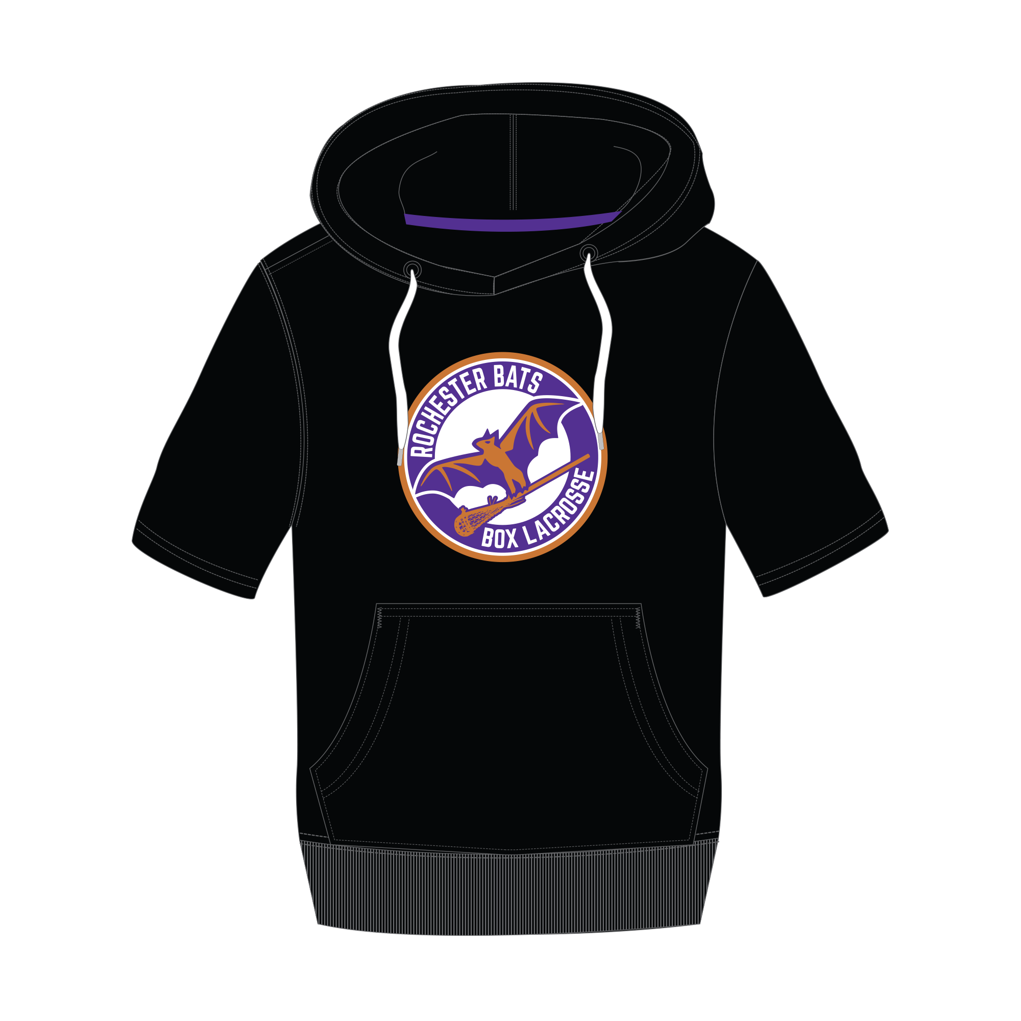 Rochester Bats Short Sleeve Hoodies - UcFit Fleece Hoodie.