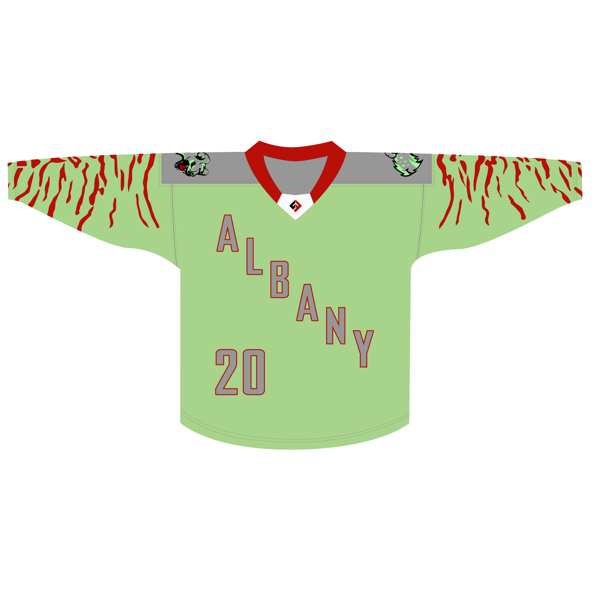 Albany Hyenas Jersey Green box lacrosse uniforms Uncommon Fit